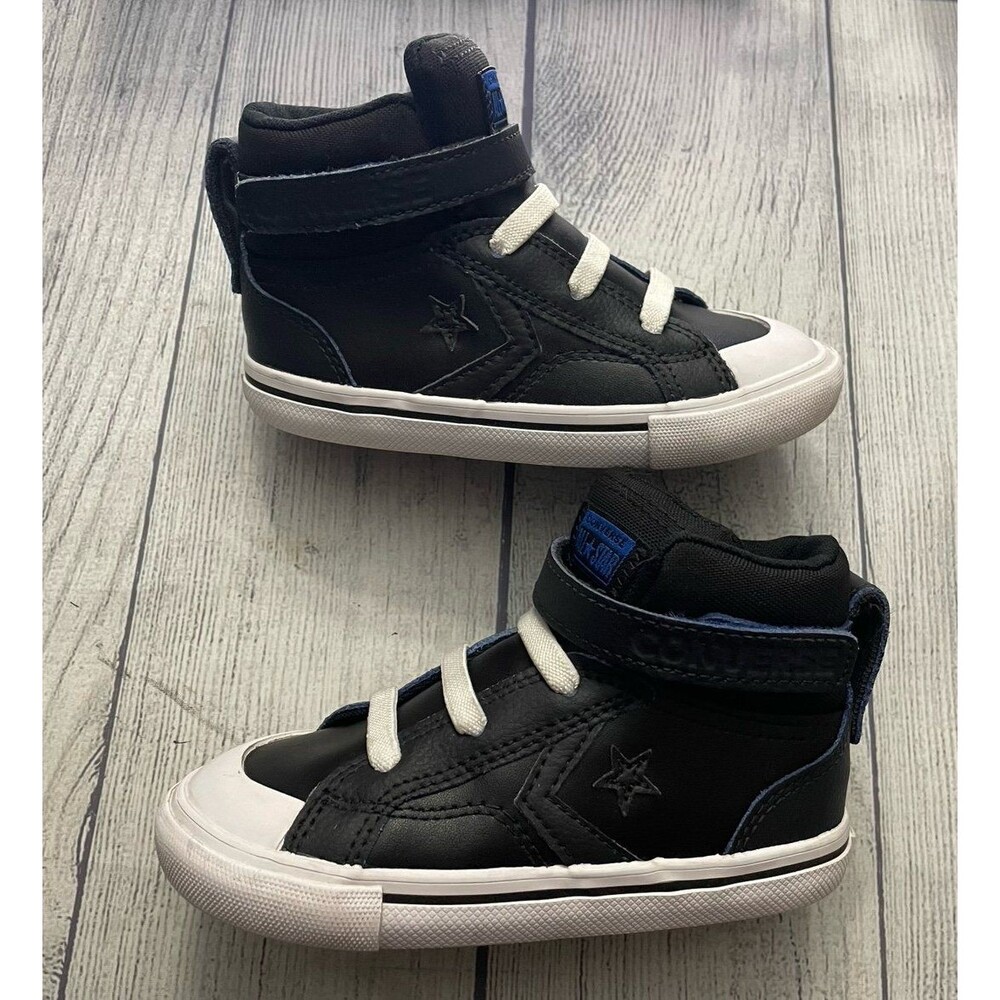 Black Leather Converse All Stars Little Boy Toddler Shoes, Size 9